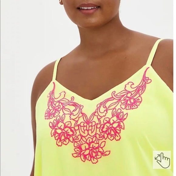 TORRID WOMEN'S SOPHIE CAMI- CHIFFON EMBROIDERED NEON TANK TOP SIZE 5X NWT - Picture 3 of 10